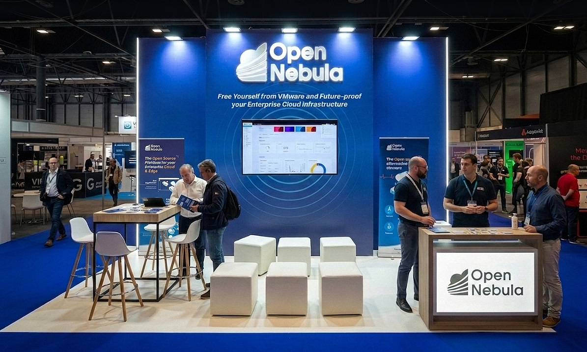 Diseño stand OpenNebula Madrid Tech Show 2024